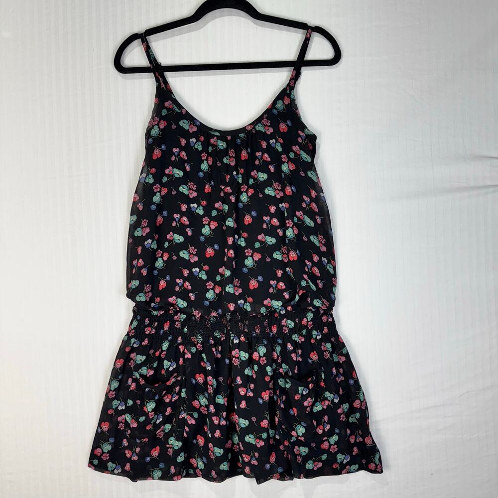 American Eagle Outfitter's Black Tiered Dress Dark Moody Florals Sz 2 Whimsigoth